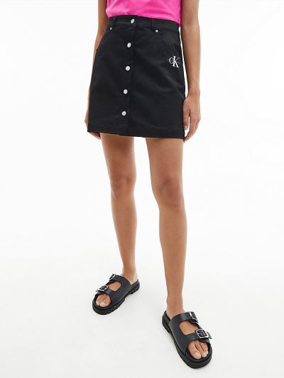 Calvin Klein Ruhák HU762607 | Calvin Klein Button-Through Női Mini Szoknya Fekete